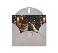 YYHWHJDE Gray Greeting Card Bells On Christmas Tree Pattern Perfect for Valentine's Day, Wedding Anniversary & Party Invitations