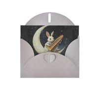 YYHWHJDE Gray Greeting Card Bunny Playing The Piano Pattern Perfect for Valentine's Day, Wedding Anniversary & Party Invitations