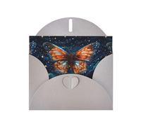 YYHWHJDE Gray Greeting Card Butterfly In The Starry Sky Pattern Perfect for Valentine's Day, Wedding Anniversary & Party Invitations
