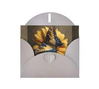 YYHWHJDE Gray Greeting Card Butterfly On A Sunflower Pattern Perfect for Valentine's Day, Wedding Anniversary & Party Invitations