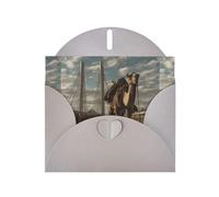 YYHWHJDE Gray Greeting Card Camel On The Bridge Pattern Perfect for Valentine's Day, Wedding Anniversary & Party Invitations
