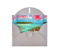 YYHWHJDE Gray Greeting Card Caribbean Scenery Pattern Perfect for Valentine's Day, Wedding Anniversary & Party Invitations