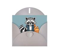 YYHWHJDE Gray Greeting Card Cartoon cute raccoon Pattern for Festive Birthday Party Invitation