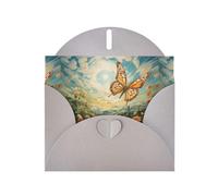 YYHWHJDE Gray Greeting Card Chasing Butterflies In Summer Pattern Perfect for Valentine's Day, Wedding Anniversary & Party Invitations