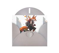YYHWHJDE Gray Greeting Card Climbing Fox Pattern for Festive Birthday Party Invitation