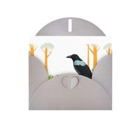 YYHWHJDE Gray Greeting Card Crow In The Forest Pattern Perfect for Valentine's Day, Wedding Anniversary & Party Invitations