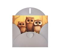 YYHWHJDE Gray Greeting Card Cute Brown Cartoon Owls Pattern for Festive Birthday Party Invitation