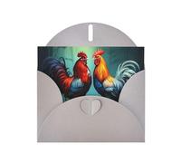 YYHWHJDE Gray Greeting Card Cute Rooster Chickens Pattern for Festive Birthday Party Invitation