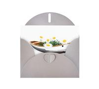 YYHWHJDE Gray Greeting Card Daisy On The Boat Pattern Perfect for Valentine's Day, Wedding Anniversary & Party Invitations