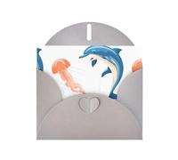 YYHWHJDE Gray Greeting Card Dolphin and jellyfish encounter Pattern for Festive Birthday Party Invitation