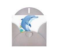 YYHWHJDE Gray Greeting Card Dolphin sitting on flowers Pattern for Christmas, Children's Birthday, Valentine's Day, and Party Invitation