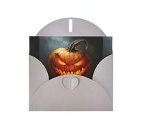 YYHWHJDE Gray Greeting Card Evil Devil Pumpkin Pattern Perfect for Valentine's Day, Wedding Anniversary & Party Invitations