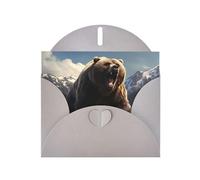 YYHWHJDE Gray Greeting Card Fierce Grizzly Bears Prints for Christmas, Children's Birthday, Valentine's Day, and Party Invitation