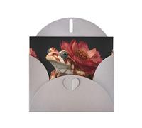 YYHWHJDE Gray Greeting Card Flower Tree Frog Pattern Perfect for Valentine's Day, Wedding Anniversary & Party Invitations