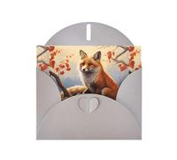 YYHWHJDE Gray Greeting Card Fox on a branch Pattern for Christmas, Children's Birthday, Valentine's Day, and Party Invitation