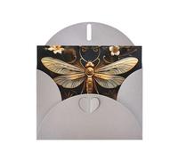 YYHWHJDE Gray Greeting Card Gold Exquisite Dragonfly Prints for Christmas, Children's Birthday, Valentine's Day, and Party Invitation