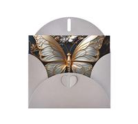 YYHWHJDE Gray Greeting Card Gold White Butterflies Prints for Christmas, Children's Birthday, Valentine's Day, and Party Invitation