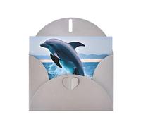 YYHWHJDE Gray Greeting Card Jumping up dolphins Prints for Christmas, Children's Birthday, Valentine's Day, and Party Invitation