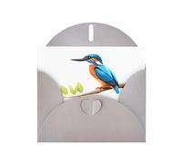 YYHWHJDE Gray Greeting Card Kingfisher on the branch Pattern for Festive Birthday Party Invitation