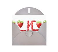 YYHWHJDE Gray Greeting Card Letters printed with strawberries Pattern for Christmas, Children's Birthday, Valentine's Day, and Party Invitation