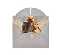YYHWHJDE Gray Greeting Card Little duck playing the organ Pattern for Christmas, Children's Birthday, Valentine's Day, and Party Invitation