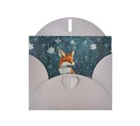 YYHWHJDE Gray Greeting Card Little fox under the snow Pattern for Christmas, Children's Birthday, Valentine's Day, and Party Invitation