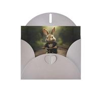 YYHWHJDE Gray Greeting Card Little gray rabbit riding a bicycle Pattern for Festive Birthday Party Invitation