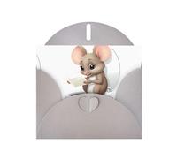 YYHWHJDE Gray Greeting Card Little mouse reading on the toilet Pattern for Christmas, Children's Birthday, Valentine's Day, and Party Invitation