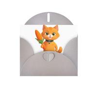 YYHWHJDE Gray Greeting Card Little orange cat holding carrot Pattern for Christmas, Children's Birthday, Valentine's Day, and Party Invitation