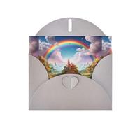 YYHWHJDE Gray Greeting Card Little World Under The Rainbow Pattern Perfect for Valentine's Day, Wedding Anniversary & Party Invitations