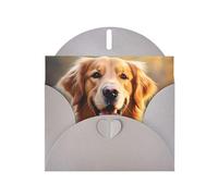 YYHWHJDE Gray Greeting Card Lovely Golden Retriever Dog Pattern for Christmas, Children's Birthday, Valentine's Day, and Party Invitation