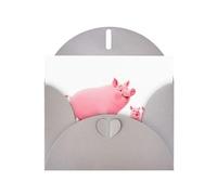 YYHWHJDE Gray Greeting Card Mother pig looking at her piglets Pattern for Festive Birthday Party Invitation