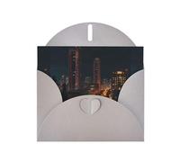 YYHWHJDE Gray Greeting Card Night view of the city Pattern for Festive Birthday Party Invitation