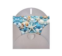 YYHWHJDE Gray Greeting Card Ocean Sea Beach Seashells Starfish Blue Pattern for Christmas, Children's Birthday, Valentine's Day, and Party Invitation