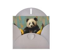 YYHWHJDE Gray Greeting Card Panda on a banana Pattern for Christmas, Children's Birthday, Valentine's Day, and Party Invitation