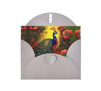 YYHWHJDE Gray Greeting Card Peacock flowers Pattern for Christmas, Children's Birthday, Valentine's Day, and Party Invitation