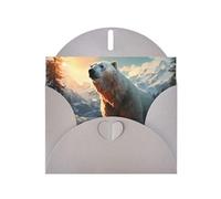 YYHWHJDE Gray Greeting Card Polar bear in winter Prints for Christmas, Children's Birthday, Valentine's Day, and Party Invitation