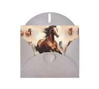 YYHWHJDE Gray Greeting Card Prancing Brown Horse Prints for Christmas, Children's Birthday, Valentine's Day, and Party Invitation