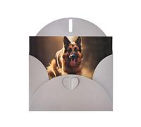 YYHWHJDE Gray Greeting Card Running german shepherd dog Pattern for Festive Birthday Party Invitation