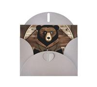 YYHWHJDE Gray Greeting Card Rustic Lodge Bear Prints for Christmas, Children's Birthday, Valentine's Day, and Party Invitation