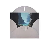 YYHWHJDE Gray Greeting Card Sea Water Between The Rocks Pattern Perfect for Valentine's Day, Wedding Anniversary & Party Invitations