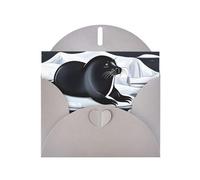 YYHWHJDE Gray Greeting Card Seals on ice Prints for Christmas, Children's Birthday, Valentine's Day, and Party Invitation