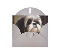 YYHWHJDE Gray Greeting Card Shih Tzu Dog Prints for Christmas, Children's Birthday, Valentine's Day, and Party Invitation