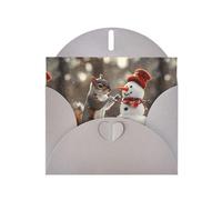YYHWHJDE Gray Greeting Card Snowman Squirrel Pattern Perfect for Valentine's Day, Wedding Anniversary & Party Invitations