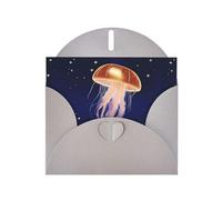 YYHWHJDE Gray Greeting Card Star Jellyfish Pattern Perfect for Valentine's Day, Wedding Anniversary & Party Invitations