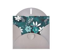 YYHWHJDE Gray Greeting Card Teal Grey and White Floral Prints for Christmas, Children's Birthday, Valentine's Day, and Party Invitation