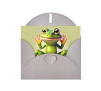 YYHWHJDE Gray Greeting Card The funny frog doing yoga Prints for Christmas, Children's Birthday, Valentine's Day, and Party Invitation