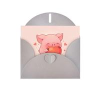 YYHWHJDE Gray Greeting Card The little pig in love Pattern for Festive Birthday Party Invitation