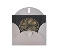 YYHWHJDE Gray Greeting Card Three-Leaf Clover Gold Coins Pattern Perfect for Valentine's Day, Wedding Anniversary & Party Invitations