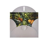 YYHWHJDE Gray Greeting Card Tropical Rainforest Palm Leaves Pattern for Christmas, Children's Birthday, Valentine's Day, and Party Invitation